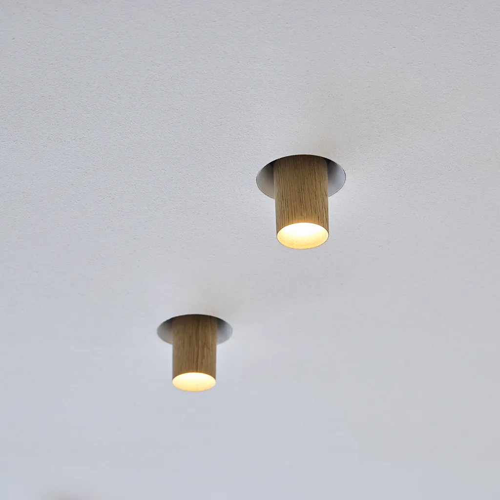 Spotlights integrerade i akustiktak i funkisvilla på Själland, Hz Basic 001